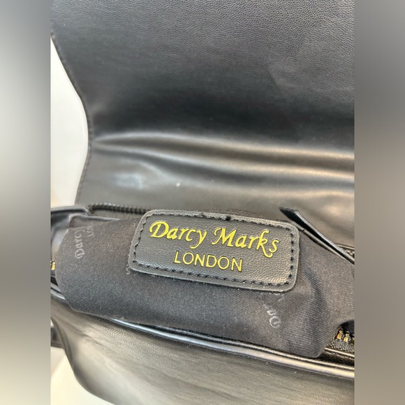 Darcy Marks London Gold Chain Accent Black Leather Weave Shoulder Strap Purse - Picture 7 of 8